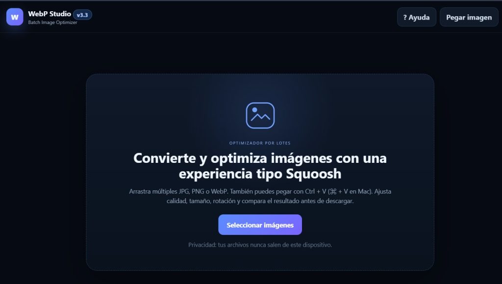 Convertidor de imagenes en bloque a webp